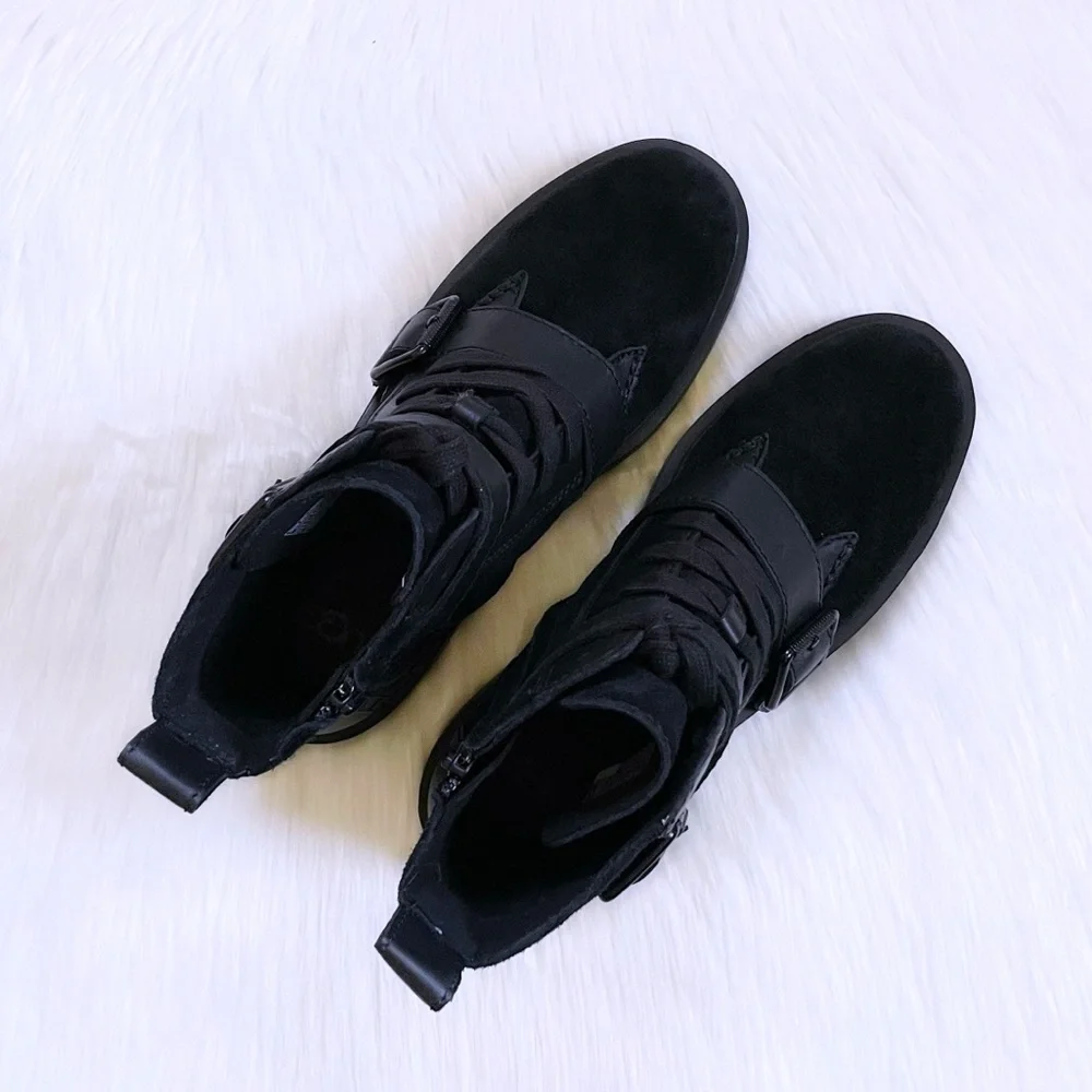 UGG Women’s Zorrah Black Combat Boots - Picture 3 of 7